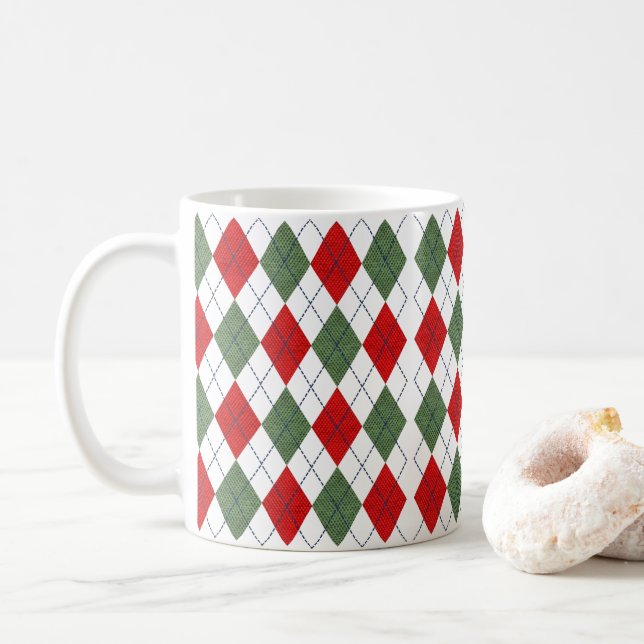 Christmas Argyle Coffee Mug (With Donut)
