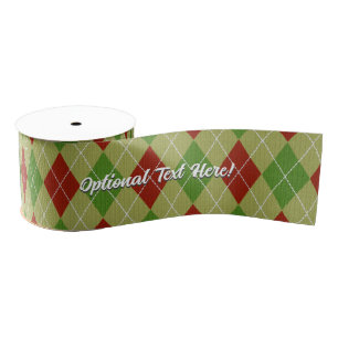 Christmas Argyle Knit with Personalized Message  Grosgrain Ribbon