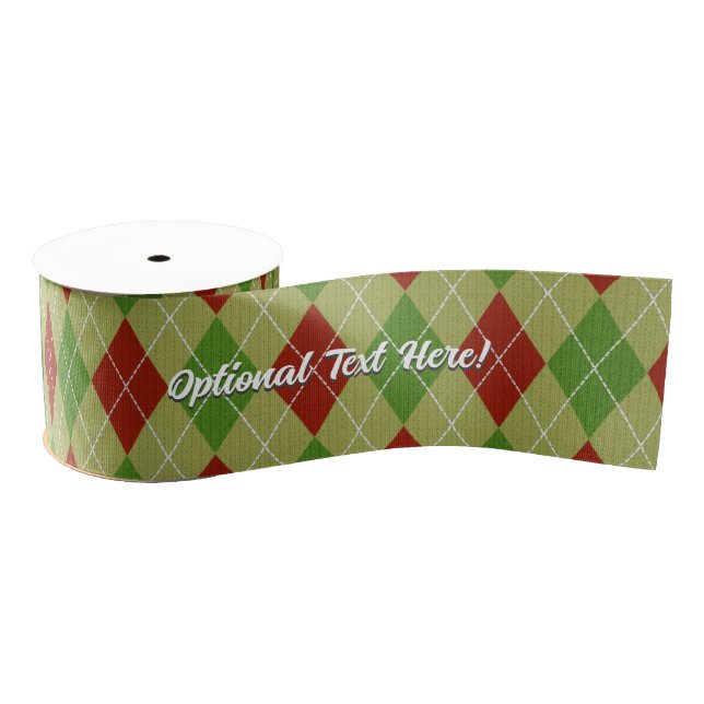 Christmas Argyle Knit with Personalized Message  Grosgrain Ribbon (Spool)