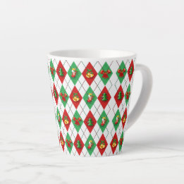 Christmas Argyle Pattern Retro Holiday Latte Mug