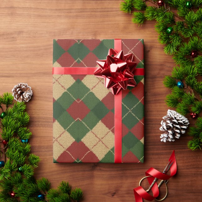 Christmas Argyle Plaid  Wrapping Paper (Holiday Gift)