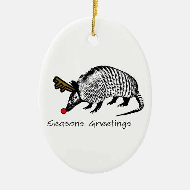 Christmas Armadillo Ceramic Ornament (Front)