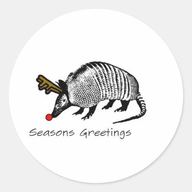 Christmas Armadillo Classic Round Sticker (Front)