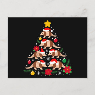 Christmas Armadillo Tree Santa Hat Ornaments Xmas Holiday Postcard