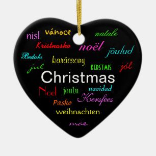 Christmas Around the World In Black III Ceramic Ornament
