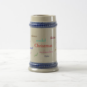 Christmas Around The World In Grey And Blue Beer Stein