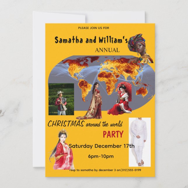 Christmas Around The World Party Invitation (Devant)