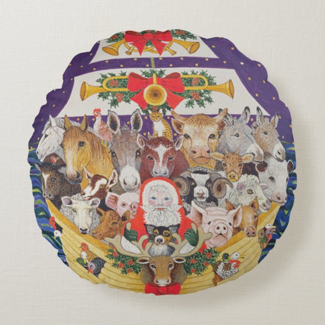 Christmas Arrival Round Pillow (Front)