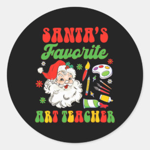 Christmas Art Teacher Painting Santa's Favourite A Classic Round Sticker