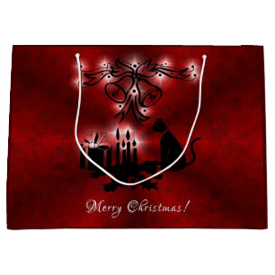 Christmas Artdeco with black Cat Large Gift Bag