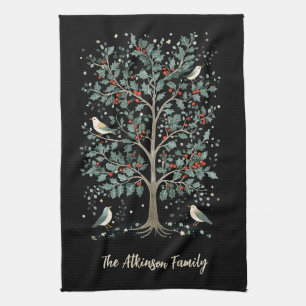Christmas Arts and Crafts Bird Tree Kitchen Towel