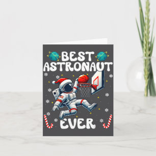 Christmas Astronaut Ever Santa Hat Snowflakes Cand Card