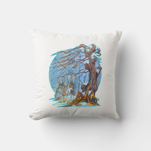 Christmas at Elf Hall Throw Pillow (Front)