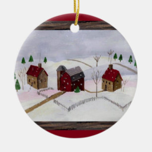 Christmas at Farm - Round Ornament