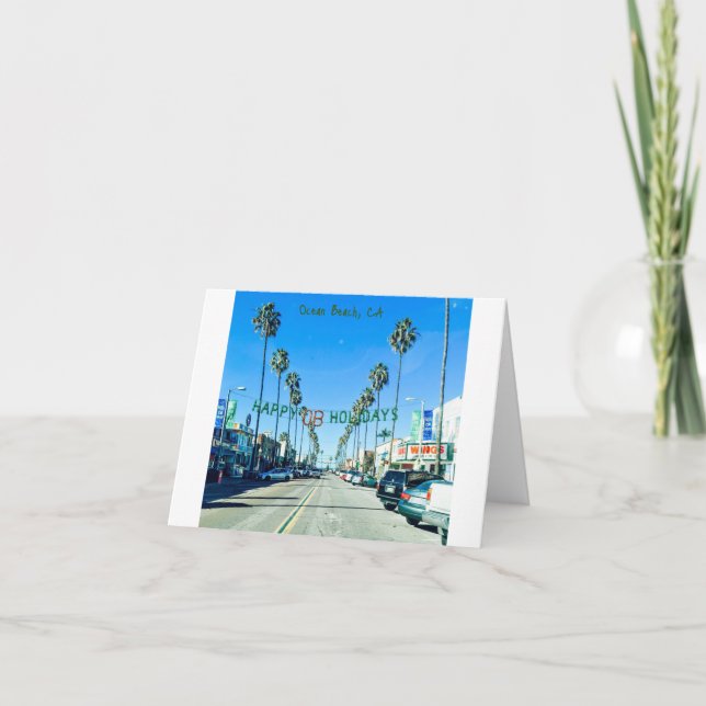 Christmas at Ocean Beach, CA Thank You Card (Front)