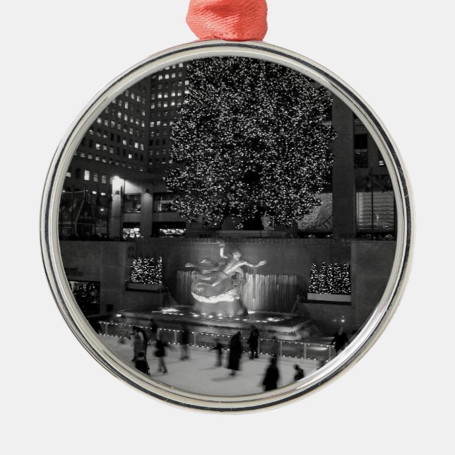 Christmas at Rockefeller Centre & the Ice Skaters Metal Ornament (Front)