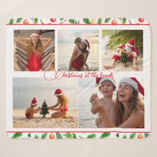 Christmas At The Beach 5 Photo Collage Modern Sherpa Blanket
