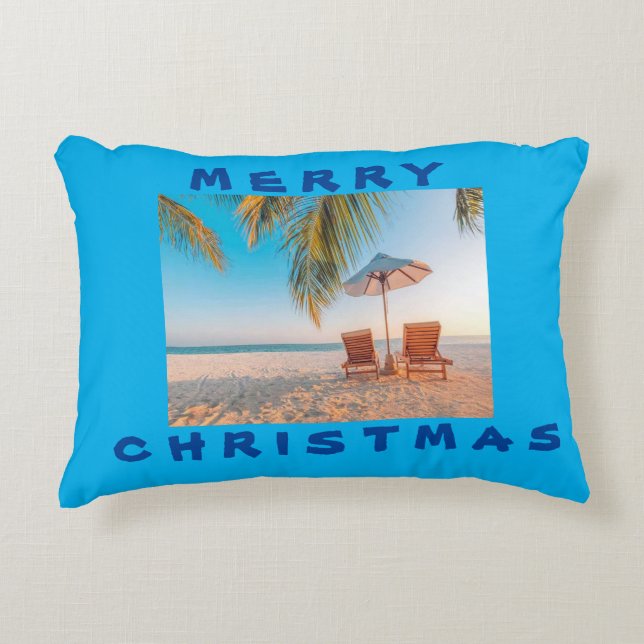 "CHRISTMAS AT THE BEACH* ACCENT PILLOW (Front)