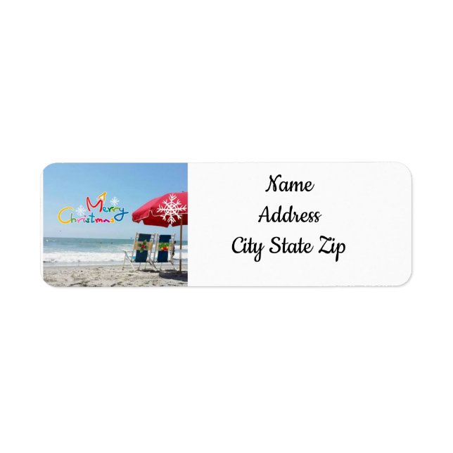 CHRISTMAS AT THE BEACH  *CHRISTMAS* ADDRESS LABEL (Front)