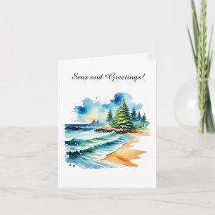 Christmas at the Beach Personalized Greeting Card