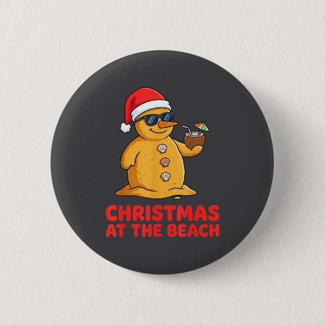 Christmas At The Beach Shirt Funny Sandman Trocal  2 Inch Round Button (Front)