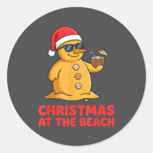 Christmas At The Beach Shirt Funny Sandman Trocal  Classic Round Sticker