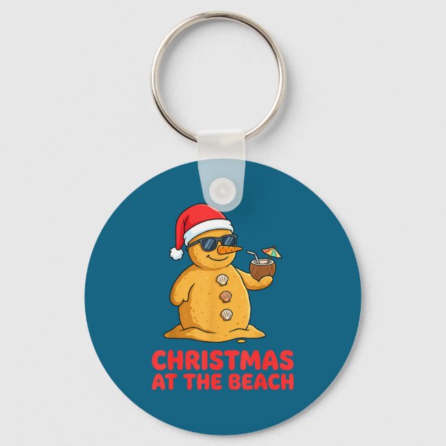 Christmas At The Beach Shirt Funny Sandman Trocal  Keychain (Front)