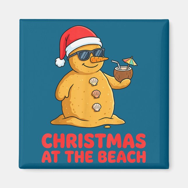 Christmas At The Beach Shirt Funny Sandman Trocal  Magnet (Front)