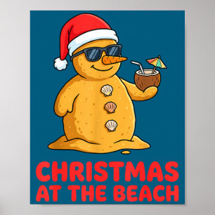 Christmas At The Beach Shirt Funny Sandman Trocal  Poster