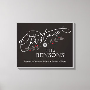 "Christmas at the" Family Name Holiday SVG Canvas Print