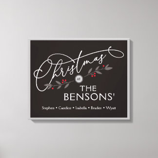 "Christmas at the" Family Name Holiday SVG Canvas Print