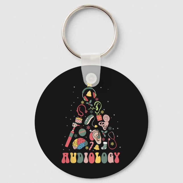 Christmas Audiology Tree Audiologist Christmas  Keychain (Front)
