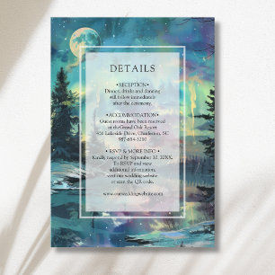 Christmas Aurora Moonlit Lake Forest Details Enclosure Card