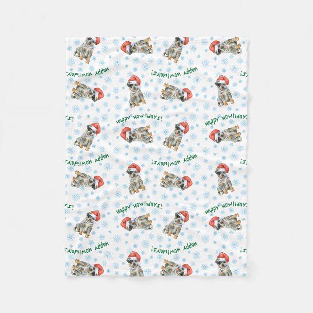 Christmas Australian Cattle Dog Fleece Blanket (Front)