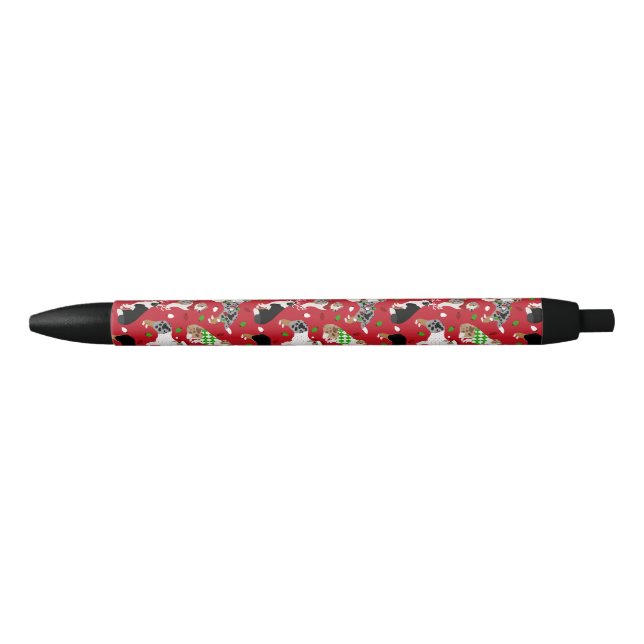 Christmas Australian Shepherd Black Ink Pen (Front)