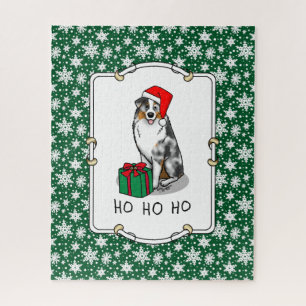 Christmas Australian Shepherd (blue merle tan/w 1) Jigsaw Puzzle