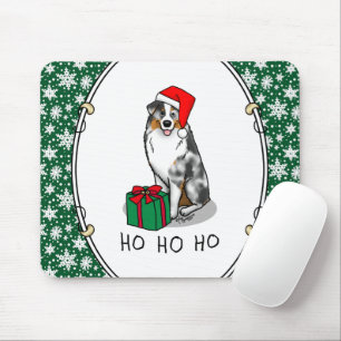 Christmas Australian Shepherd (blue merle tan/w 1) Mouse Pad