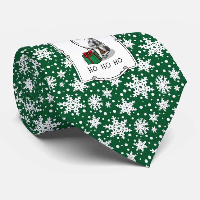 Christmas Australian Shepherd (blue merle tan/w 1) Tie (Rolled)