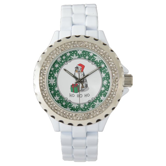 Christmas Australian Shepherd (blue merle tan/w 1) Watch (Front)