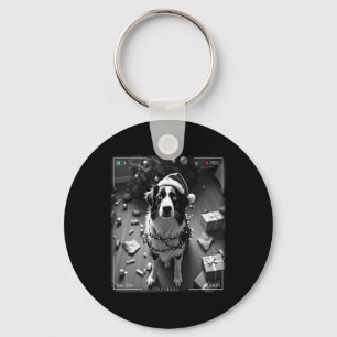 Christmas Australian Shepherd Caught On Camera  Keychain