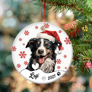 Christmas Australian Shepherd Dog Personalized Ceramic Ornament