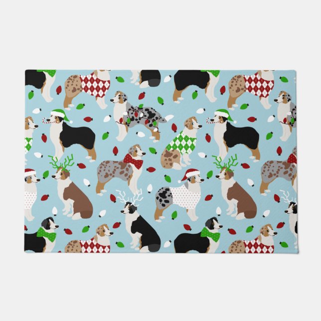 Christmas Australian Shepherd Doormat (Front)