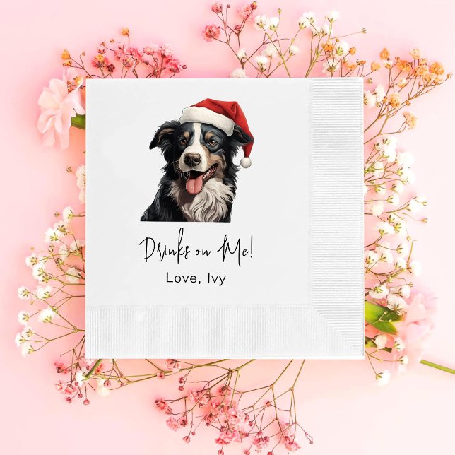 Christmas Australian Shepherd Drinks On Me Napkin (Creator Uploaded)