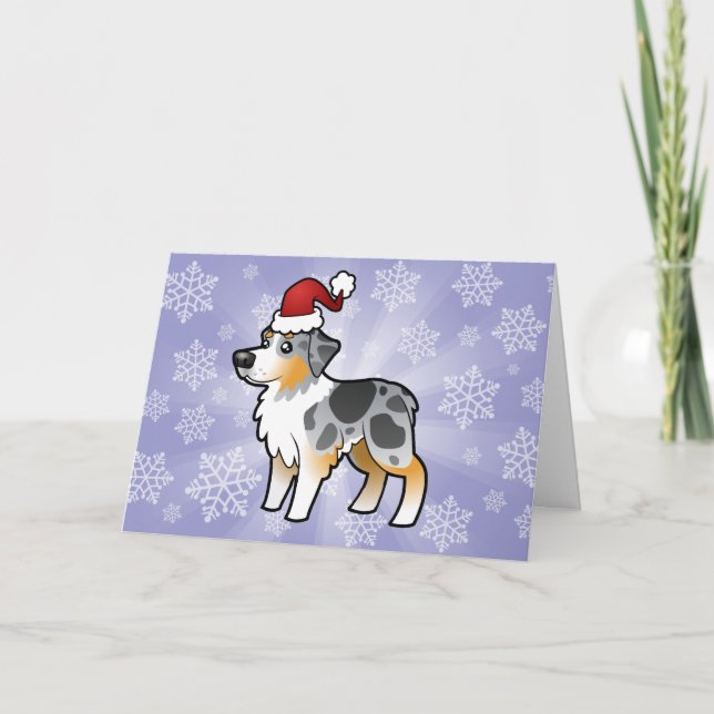 Christmas Australian Shepherd Holiday Card (Front)
