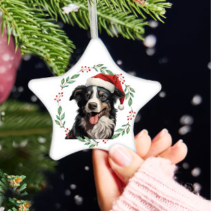 Christmas Australian Shepherd Personalized Ceramic Ornament