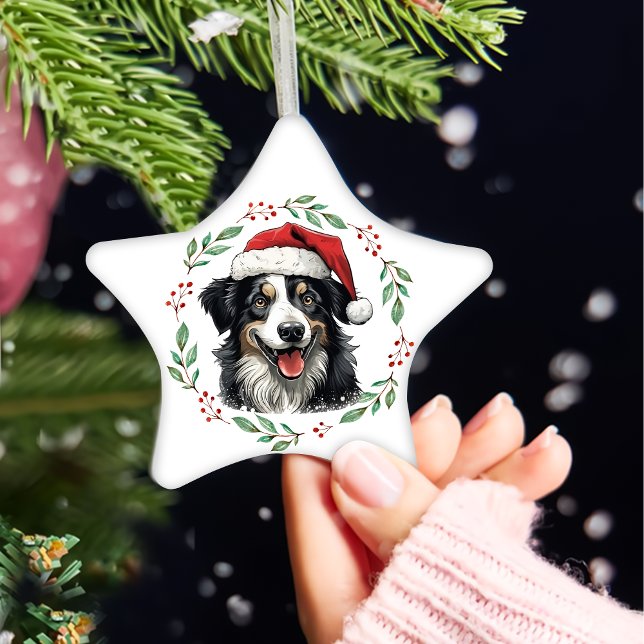 Christmas Australian Shepherd Personalized Ceramic Ornament (Creator Uploaded)