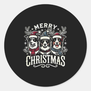 Christmas Australian Shepherd Santa Hat Aussie Chr Classic Round Sticker
