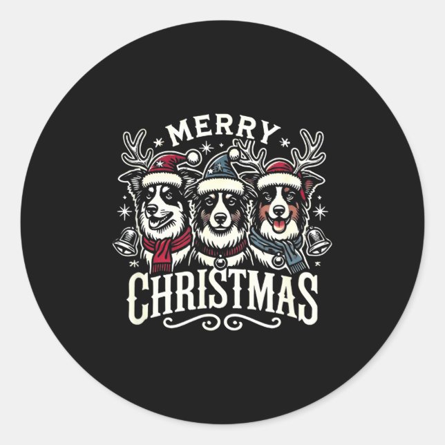 Christmas Australian Shepherd Santa Hat Aussie Chr Classic Round Sticker (Front)