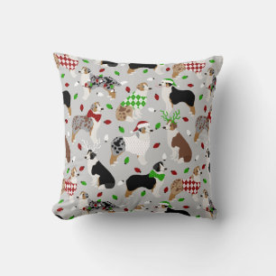 Christmas Australian Shepherd Throw Pillow