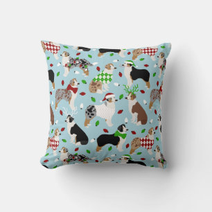 Christmas Australian Shepherd Throw Pillow